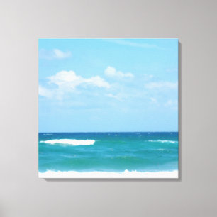 Toile Vagues de l'océan sous un ciel bleu avec horizon b