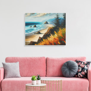 Toile Vagues de l'Oregon Paysage Marin Abstrait