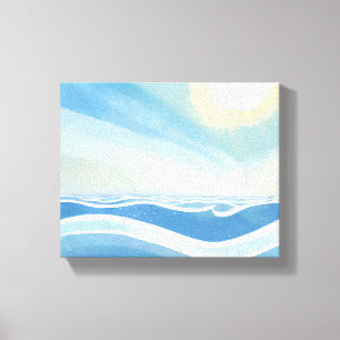 Toile Vagues océaniques Aquarelle bleue moderne