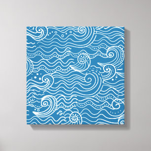 Toile Vagues océaniques bleues et blanches