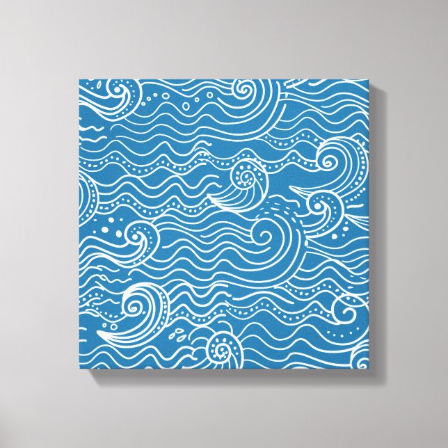 Toile Vagues océaniques bleues et blanches (Recto)