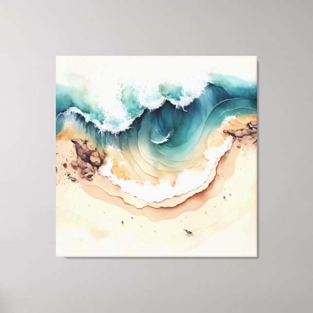Toile Vagues océaniques s'écrasant sur le rivage (Recto)