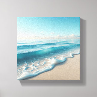 Toile Vagues sereines de l'océan turquoise avec une douc