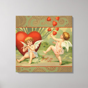 Toile Valentine Cupids Love Antique Vintage