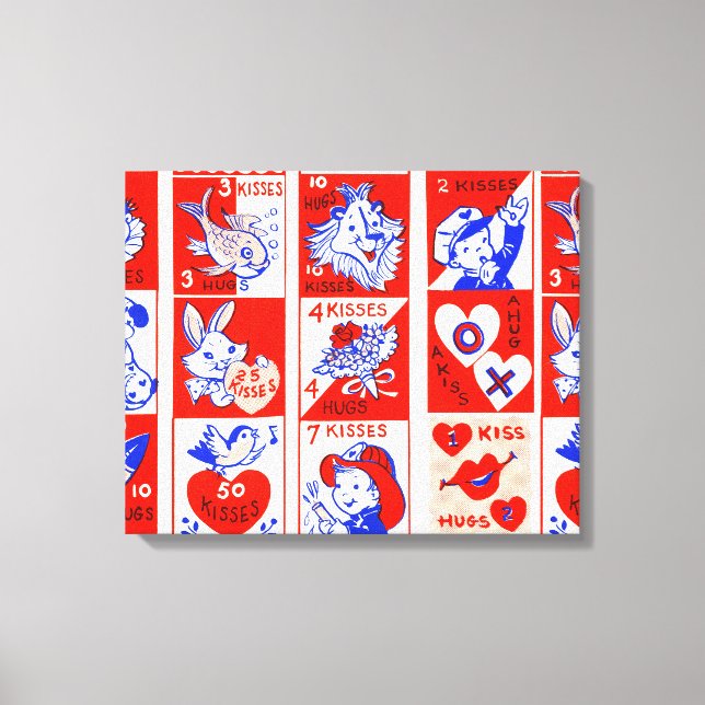 Toile Valentine Retro Love Hugs Motif (Recto)