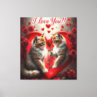 Toile Valentine's Day Cat Love American cat
