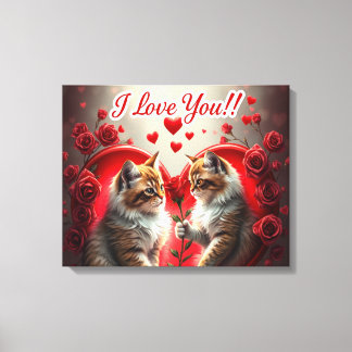 Toile Valentine's Day Cat Love American cat