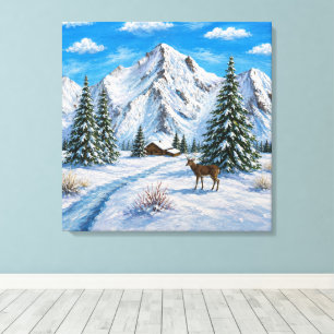 Toile Vallée de la montagne enneigée