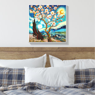 Toile Van Gogh Almond Blossom Paysage Lune