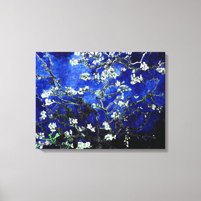 Toile Van Gogh Almond Blossoms bleu vert (Recto)