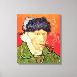 Toile Van Gogh - Autoportrait avec oreille et tuyau en b