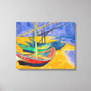Toile Van Gogh Bateaux Plage impressionniste