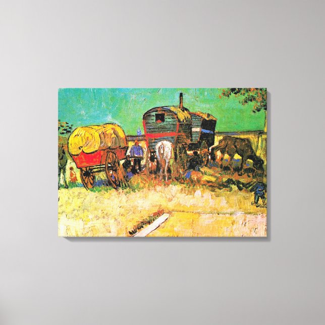 Toile Van Gogh - Camp tzigane avec Cheval Dray (Recto)