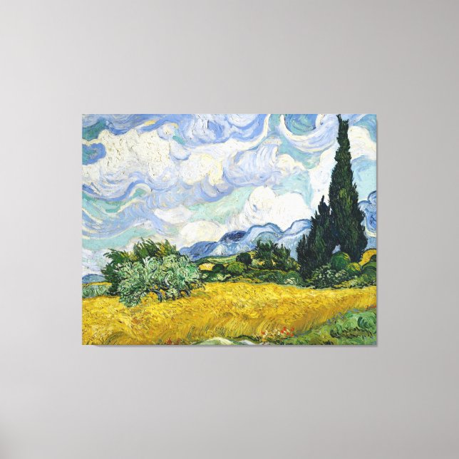 Toile Van Gogh Champ de blé Cyprès Peinture (Recto)