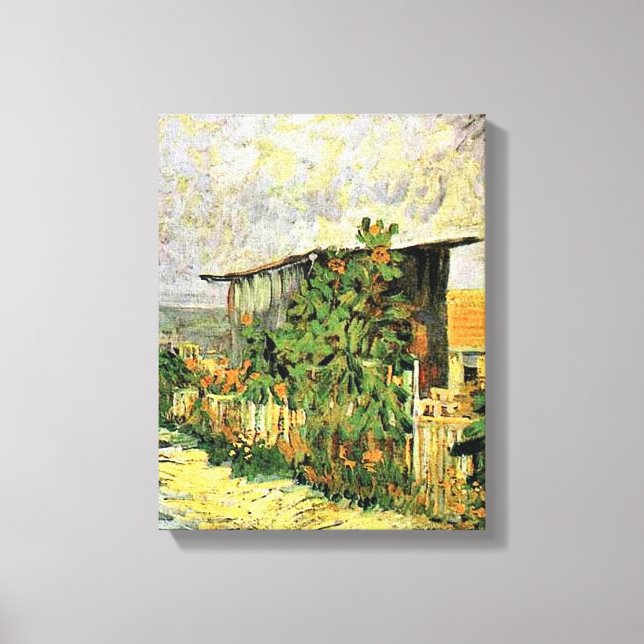 Toile Van Gogh - Chemin Montmarte avec des tournesols, (Recto)