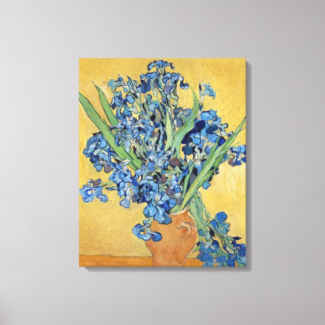 Toile Van Gogh Irises Vase Blue Flowers Bouquet Art (Recto)