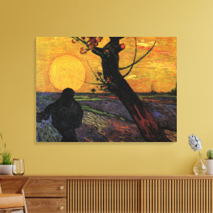 Toile Van Gogh; Le semeur, paysan agricole vintage