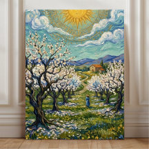 Van Gogh Style Almond Orchard Sunlit Spring Poster