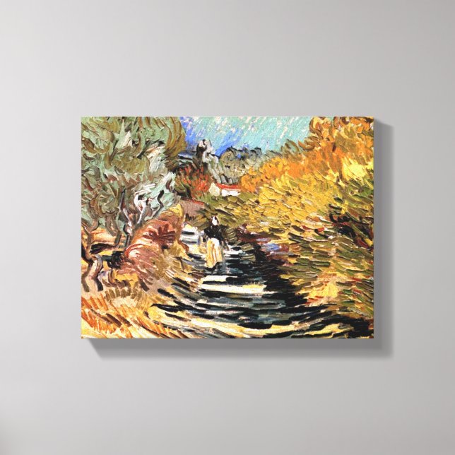 Toile Van Gogh - Une Route À Saint-Rémy Avec Une Figure  (Recto)