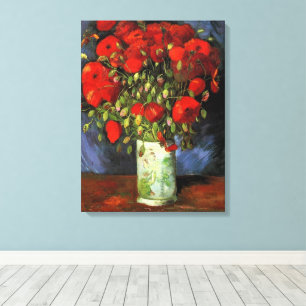 Toile Vase avec des pavots rouges par Vincent van Gogh