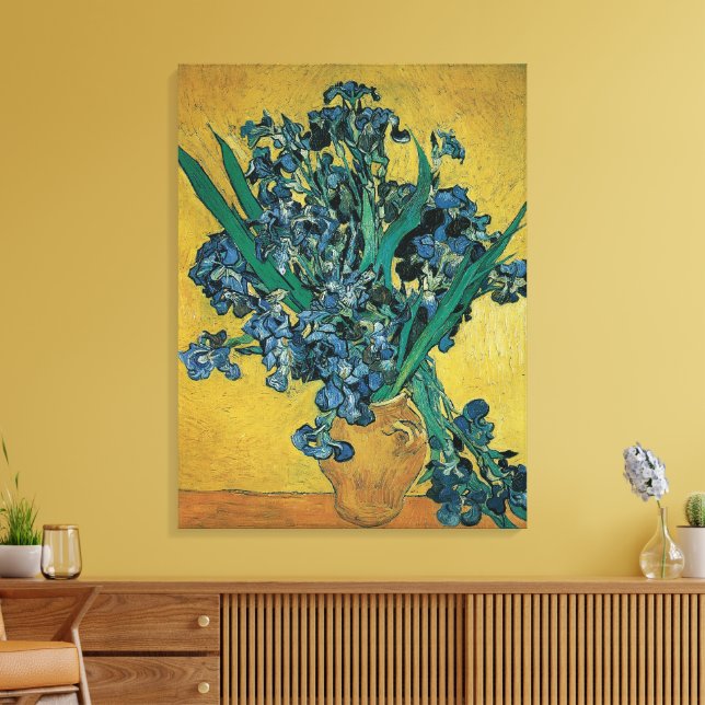 Toile Vase de fleurs avec des iris de Vincent van Gogh (Insitu(Salon))
