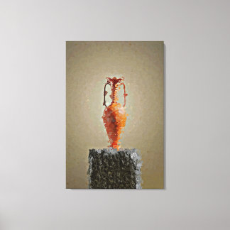 Toile Vase de fleurs sur tranche rustique d'arbre en boi