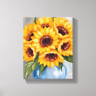 Toile Vase de tournesol Bouquet de fleurs aquarelle