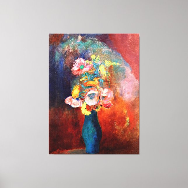 Toile Vase éthérée des fleurs par Odilon Redon (Recto)