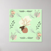 Vase minimaliste, plumes et art floral boho-