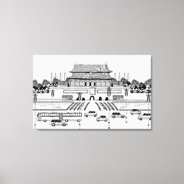 Toile Véhicules sur route par pagode (Recto)