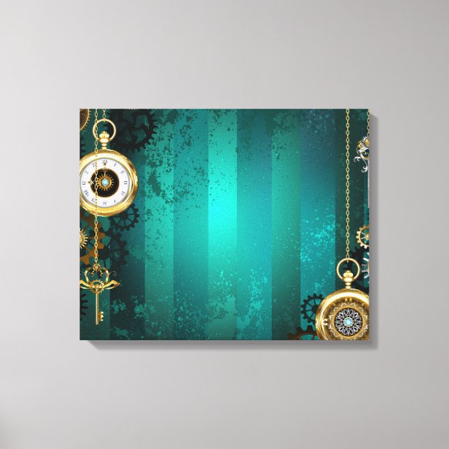 Toile Veille bijoux Steampunk sur un Arrière - plan vert (Recto)