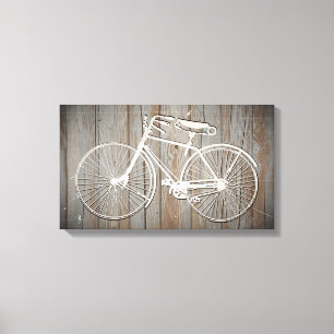 Toile Vélos vintages sur Bois Rustique