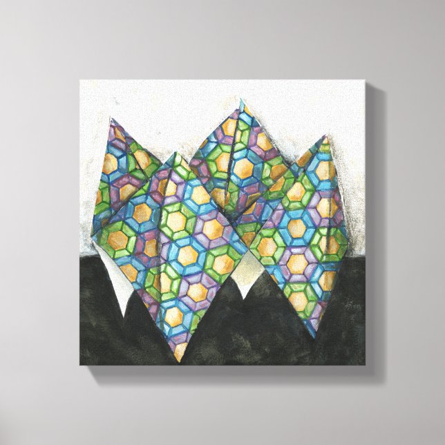 Toile Vendeur Origami Fortune sur papier géométrique (Recto)