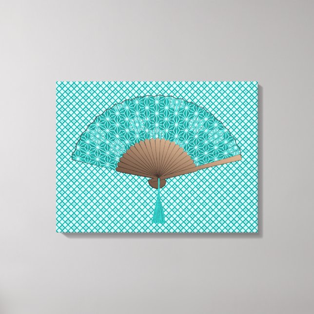 Toile Ventilateur japonais en Asanoha motif, Turquoise (Recto)