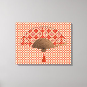 Toile Ventilateur Japonais, Shippo Motif, Mandarin Orang