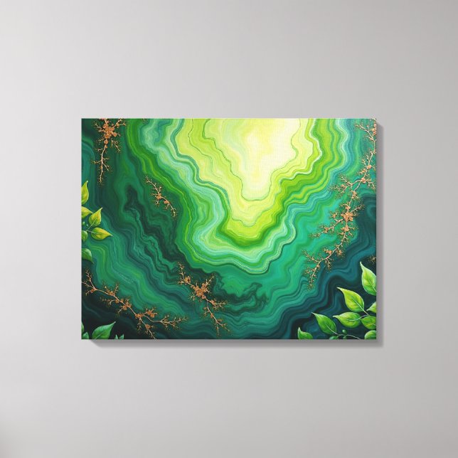 Toile Verdant Veins – 24"x18" Jungle Flow Abstract Fluid (Recto)