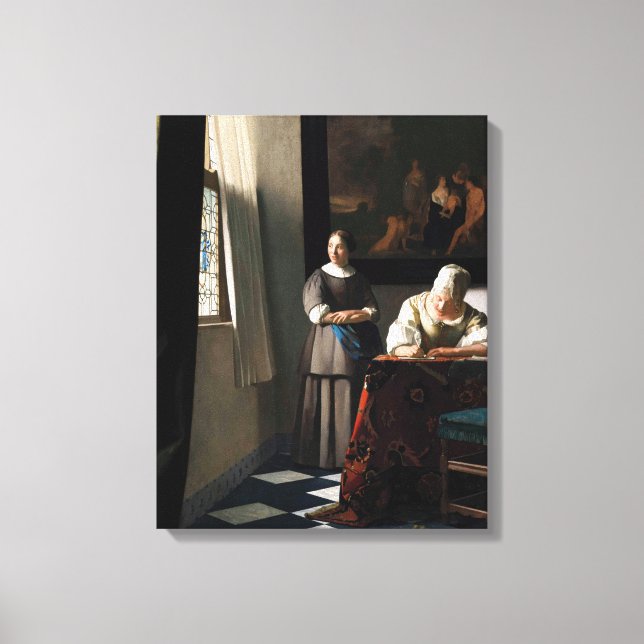 Toile Vermeer - Lady Écrire une lettre avec sa bonne (Recto)