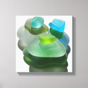 Toile Verre de mer vert et turquoise