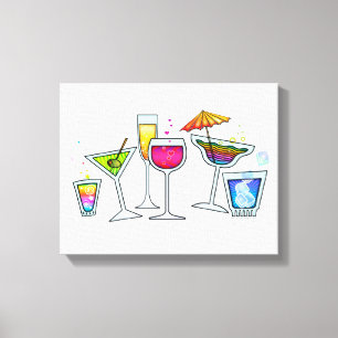 TOILE VERRES DE COCKTAIL IMPRIMANTES DE CANVAS ÉTIQUETÉE