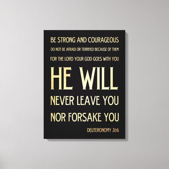 Toile Verse biblique scripturaire - Deutéronome 31:6 (Recto)