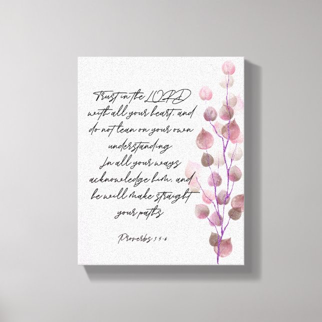 Toile verset biblique 8x10 branche violet Strached (Recto)