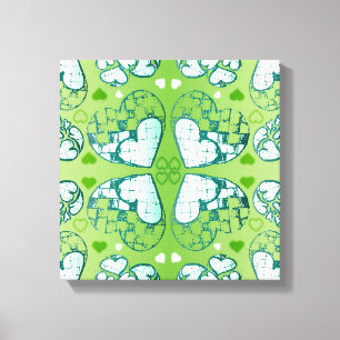 Toile Vert et blanc Whimsical Romantique Coeurs motif
