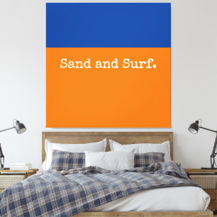 Toile Vert minimaliste orange profond bleu ciel