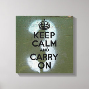 Toile Vert olive et trois, Gardez le calme