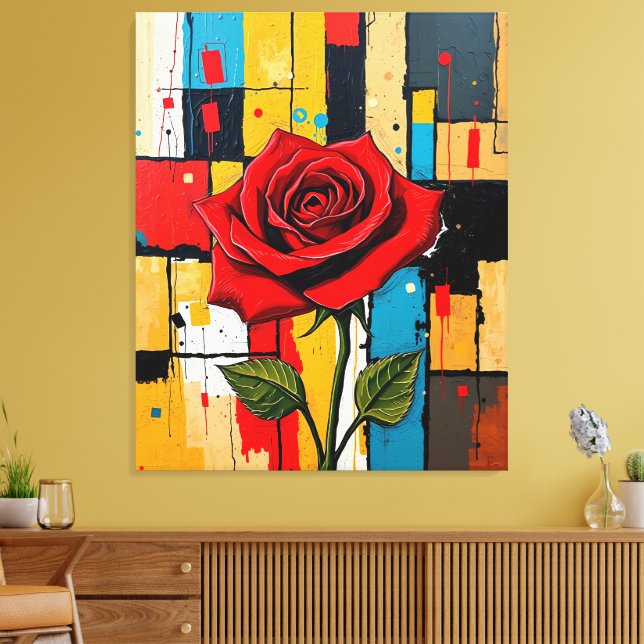 Toile Vibrant Rose in Abstract Cityscape (Insitu(Salon))