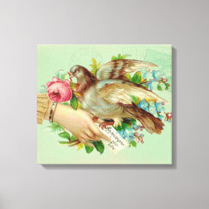 Toile Victorian Valentine Bird et rose