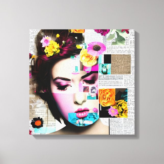 Toile Victorian Woman Papier Collage Effet Art (Recto)
