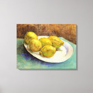 Toile Vie morte avec des citrons sur une plaque