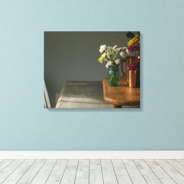 Toile Vie morte avec du verre bleu (Insitu (Plancher de Bois))