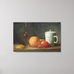 Toile Vie morte avec Fruit et Bouteille de vin
